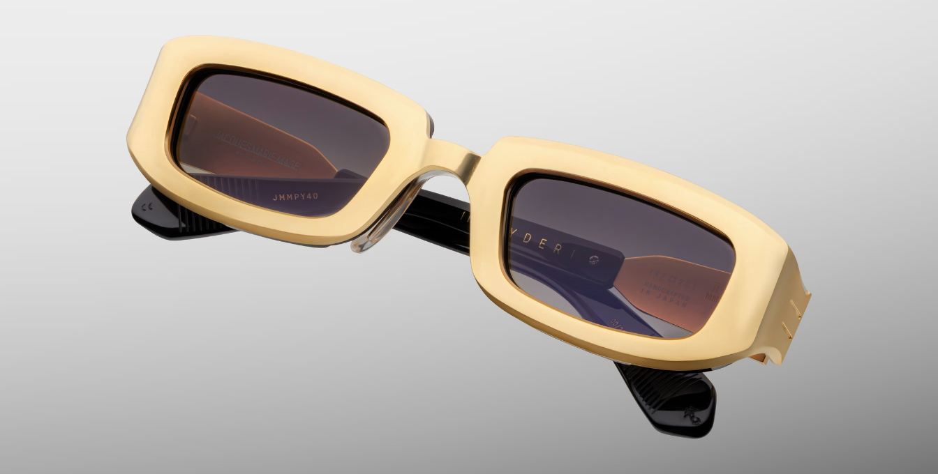 jacques marie mage ryder gold eckige sonnenbrille aus titan in gold mit grauen verlaufsgläsern