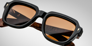 jacques marie mage taos noirx eckige sonnenbrille in schwarz mit braunen gläsern