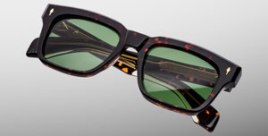 jacques marie mage torino etna eckige sonnenbrille in havana mit grünen gläsern