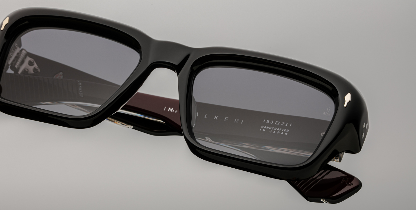 jacques marie mage walker bloodstone eckige sonnenbrille in schwarz mit dunkelgrauen gläsern