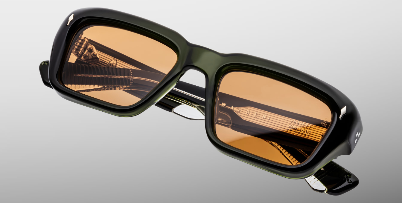 jacques marie mage walker borneo eckige sonnenbrille in grün mit orangenen Gläsern