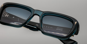 jacques marie mage walker indigo rechteckige sonnenbrille in blau mit blauen verlaufsgläsern