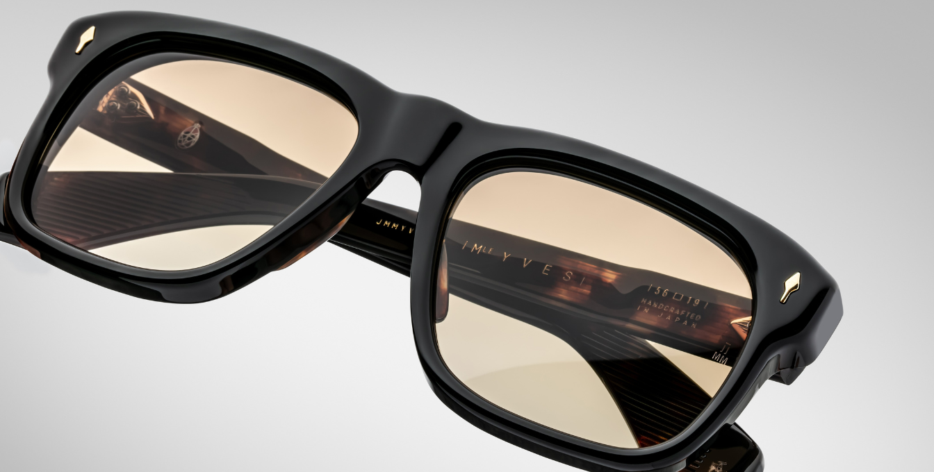 jacques marie mage yves noir15 eckige sonnenbrille in schwarz mit braunen gläsern