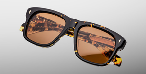 jacques marie mage yves tokyo eckige sonnenbrille in havana mit orangenen gläsern