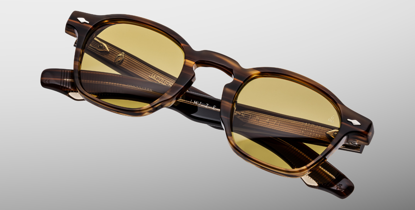 jacques marie mage zephirin 47 hazel, eckige sonnenbrille in havana mit brauen gläsern