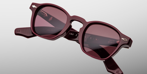 jacques marie mage zephirin cassis eckige sonnenbrille in rubinrot mit weinroten gläsern