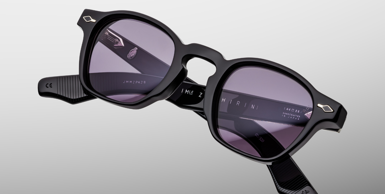 jacques marie mage zephirin fumee eckige sonnenbrille in schwarz mit grauen gläsern