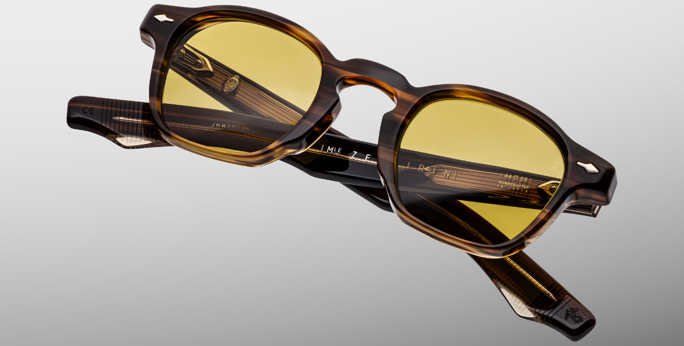 jacques marie mage zephirin hazel eckige sonnenbrille in havana mit gelben gläsern