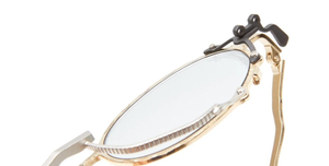 kuboraum Z70 GSB ovale sonnenbrille in gold, silber und schwarz mit grauen verpsiegelten gläsern