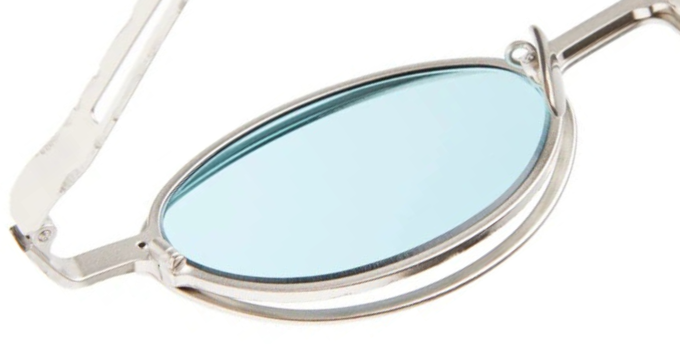 kuboraum h18 sl ovale sonnenbrille in silber mit aquamarine gläsern