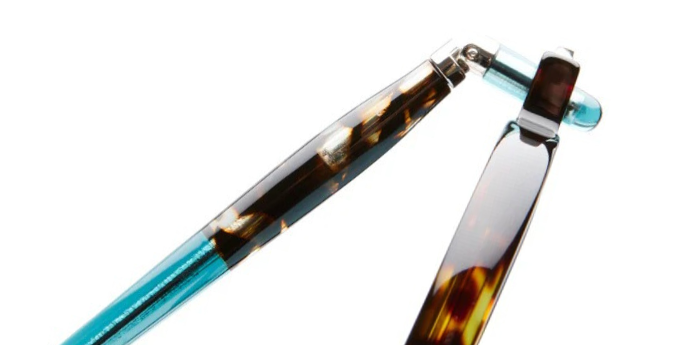 kuboraum p1 tr runde sonnenbrille in havana und hellblauen gläsern
