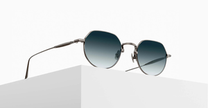 matsuda m3167 antique silver sonnenbrille aus titan in silber mit blauen verlaufsgläsern