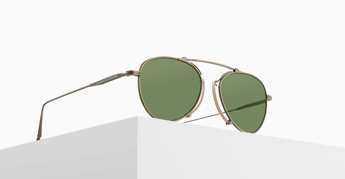 matsuda m3130 antique gold aviator sonnenbrille in antique gold mit grünen gläsern