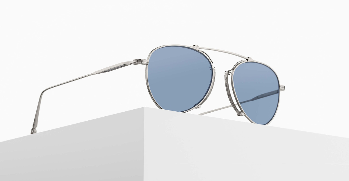 Matsuda m3130 palladiium white aviator sonnenbrille in silber mit blauen gläsern