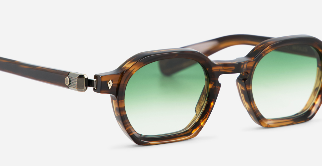 Sato Antales | HB/AG-1 eckige sonnenbrille in havana mit grünen verlaufsgläsern