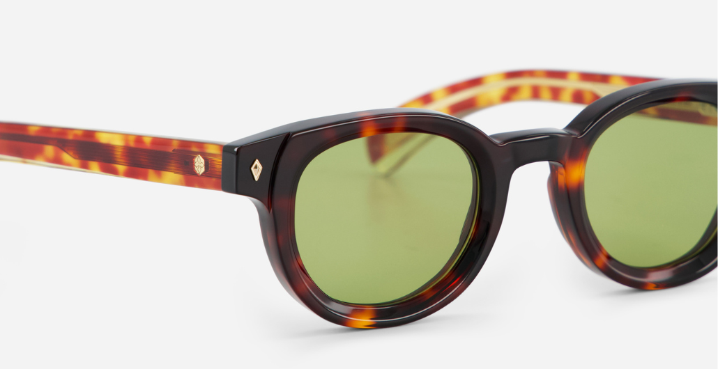 sato Gienna DG-1 pantoförmige acetat sonnenbrille in havana mit grünen gläsern