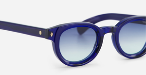 sato Gienna NB-1 pantoförmige acetat sonnenbrille in blau mit blauen verlaufsgläsern