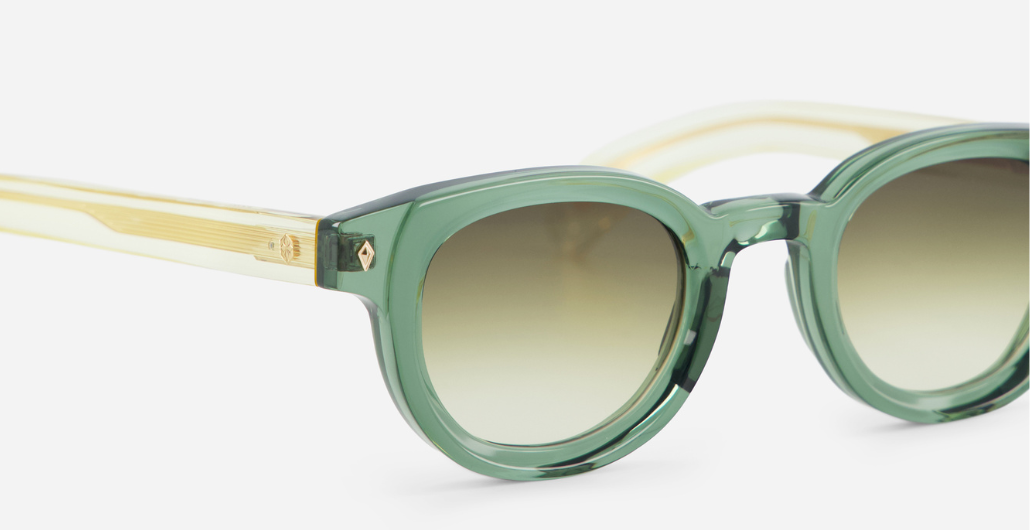 sato Gienna SP-1 pantoförmige sonnenbrille aus acetat in grün mit olive farbenen verlaufsgläsern