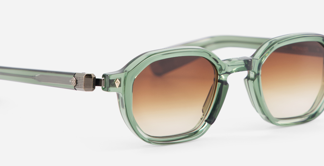 sato menkar gc/ag-1 eckige sonnenbrille in grün mit braunen verlaufsgläser 