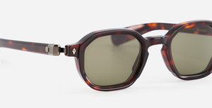 sato menkar tt/ag-1 eckige sonnenbrille in havana mit grünen gläsern