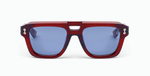 akoni perseus crystal burgundy eckige sonnenbrille in bordeaux mit blauen gläsern