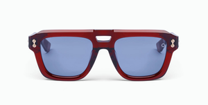akoni perseus crystal burgundy eckige sonnenbrille in bordeaux mit blauen gläsern