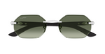 cartier 0439 008 eckige randlose sonnenbrille in silber und grün mit grünen gläsern