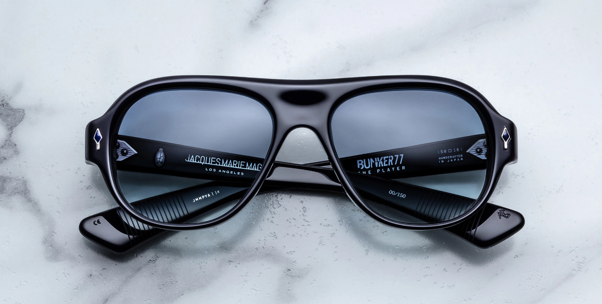 jacques marie mage the player bunker 77 regal sonnenbrille aus acetat in blau mit baluen verlaufsgläsern
