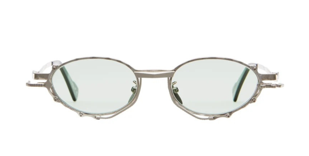 kuboraum Z60 SL ovale Sonnenbrille in silber mit hellgrünen Gläsern