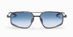 akoni atlantis brushed black rhodium eckie aviator sonnenbrille aus titan in silber mit blauen verlaufsgläsern
