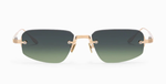 akoni juno three brushed 12k gold eckige randlose sonnenbrille in gold mit grau grünen verlaufsgläsern