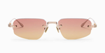 akoni juno three brushed gold randlose eckige sonnenbrille in gold mit orange gelben verlaufsgläser