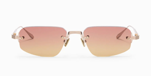 akoni juno three brushed gold randlose eckige sonnenbrille in gold mit orange gelben verlaufsgläser