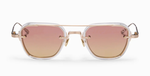akoni jura crystal clear eckige sonnenbrille in transparent und gold mit rosa orangen verlaufsgläsern