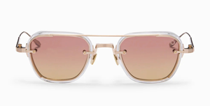 akoni jura crystal clear eckige sonnenbrille in transparent und gold mit rosa orangen verlaufsgläsern