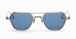akoni jura crystal grey eckige sonnenbrille in grau und silber mit blauen gläsern