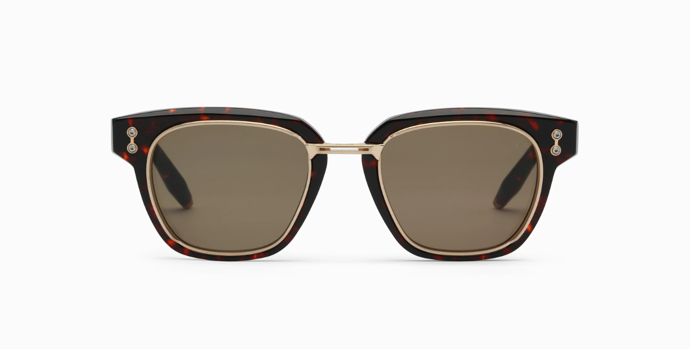 akoni apollo havana eckige sonnenbrille in braun und gold mit braunen gläsern