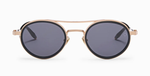 akoni astria matte black ovale sonnenbrille in matt schwarz und gold mit grauen gläsern