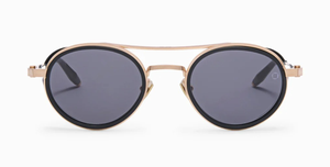 akoni astria matte black ovale sonnenbrille in matt schwarz und gold mit grauen gläsern
