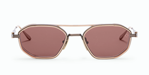 akoni eris-two antique gold eckige aviator sonnenbrille aus titan in gold mit braunen gläsern