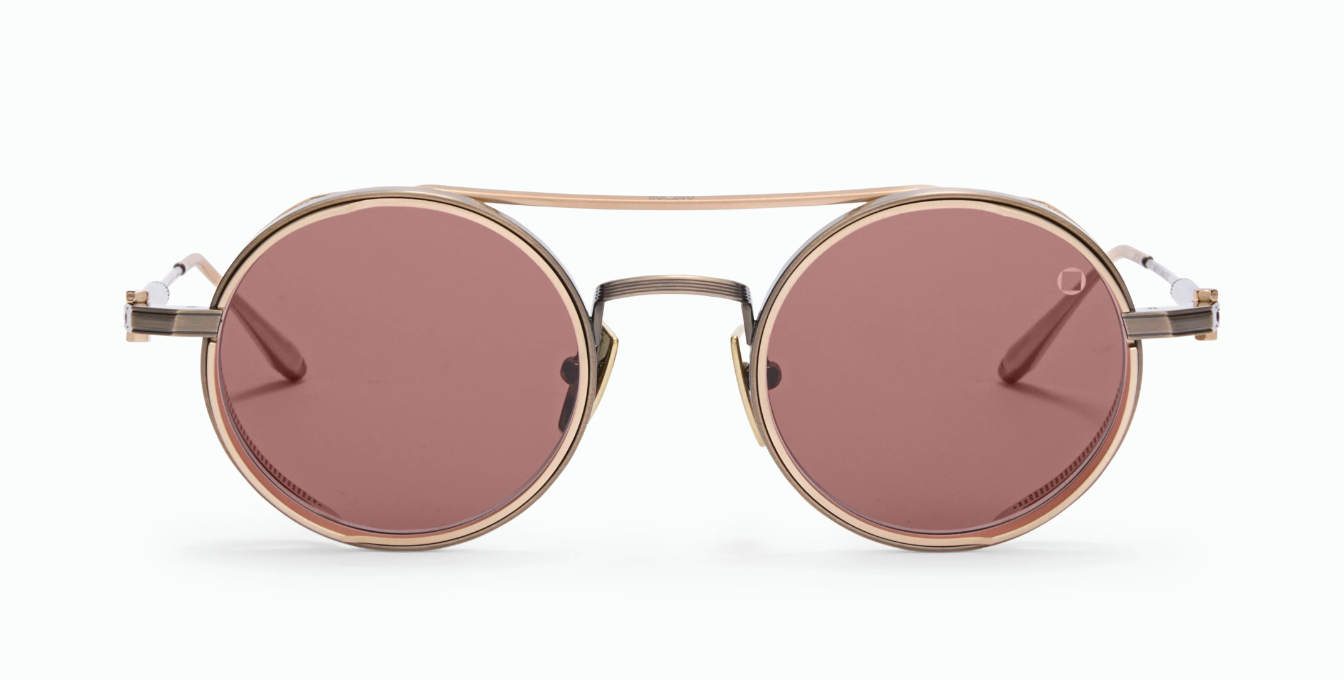 akoni eris antique gold runde aviator sonnenbrille aus titan in gold mit braunen gläsern