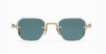 akoni juno-two crystal clear eckige sonnenbrille in transparent und gold mit grünen gläsern
