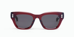akoni nebula crystal bordeaux cateye sonnenbrille in weinrot mit grauen gläsern