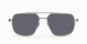 akoni pathfinder brushed black palladium and gold eckige aviator sonnenbrille in silber und gold mit grauen gläsern