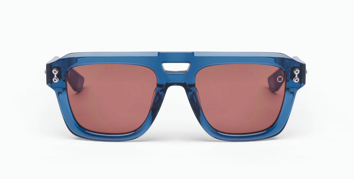 akoni perseus cyrstal blue eckige sonnenbrille in blau mit braunen rose gläsern