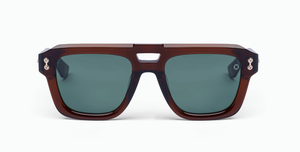 akoni perseus crystal dark brown eckige sonnenbrille in braun mit grünen gläsern