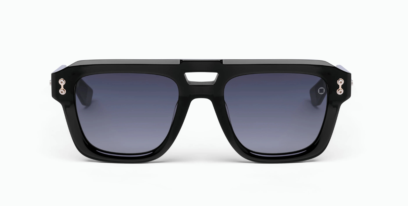 akoni perseus solid black eckige sonnenbrille in schwarz mit grauen verlaufsgläsern