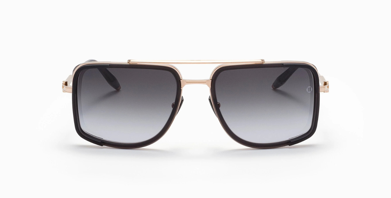 akoni stargazer brushed white gold eckige sonnenbrille in grau und gold mit grauen verlaufsgläser