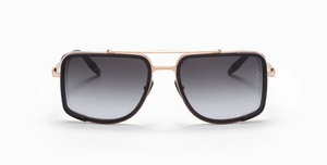 akoni stargazer brushed white gold eckige sonnenbrille in grau und gold mit grauen verlaufsgläser