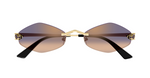 Cartier 0433S 005 sechseckige randlose Sonnenbrille in gold mit violetten Gläsern